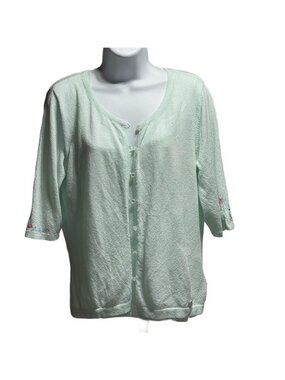 Tommy Hilfiger Womens Mint Green 2-Piece Tank & Cardigan Set XL Acrylic/Nylon
